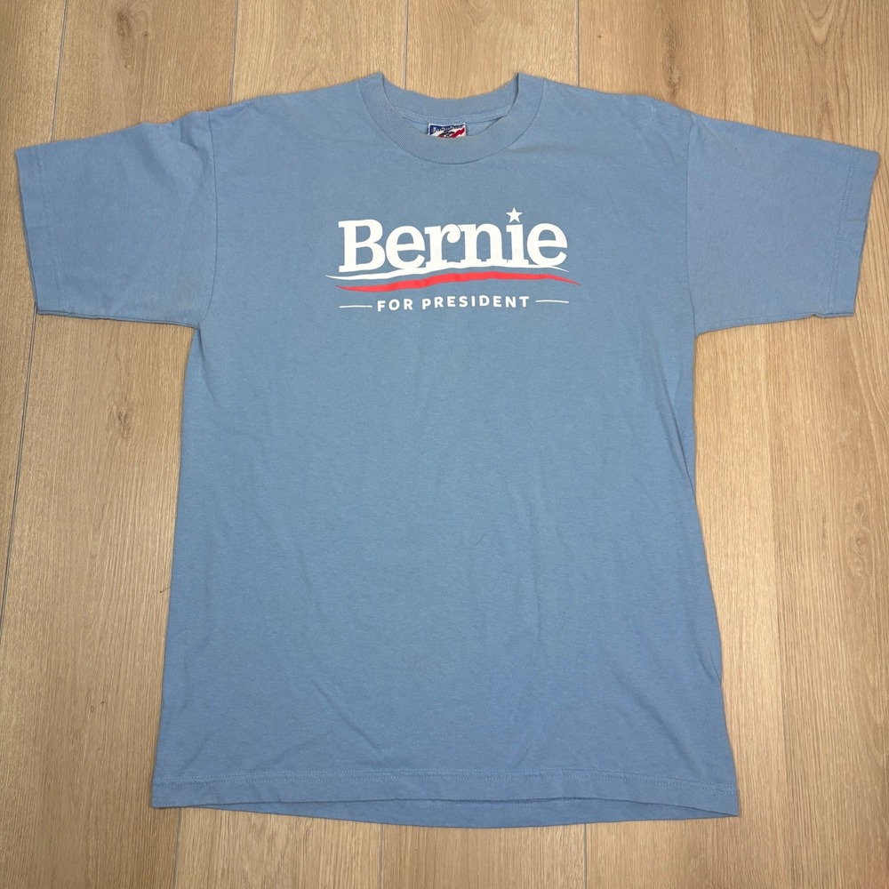 Bernie Sanders For President T-Shirt Blue Mens Large Union Made USA Political